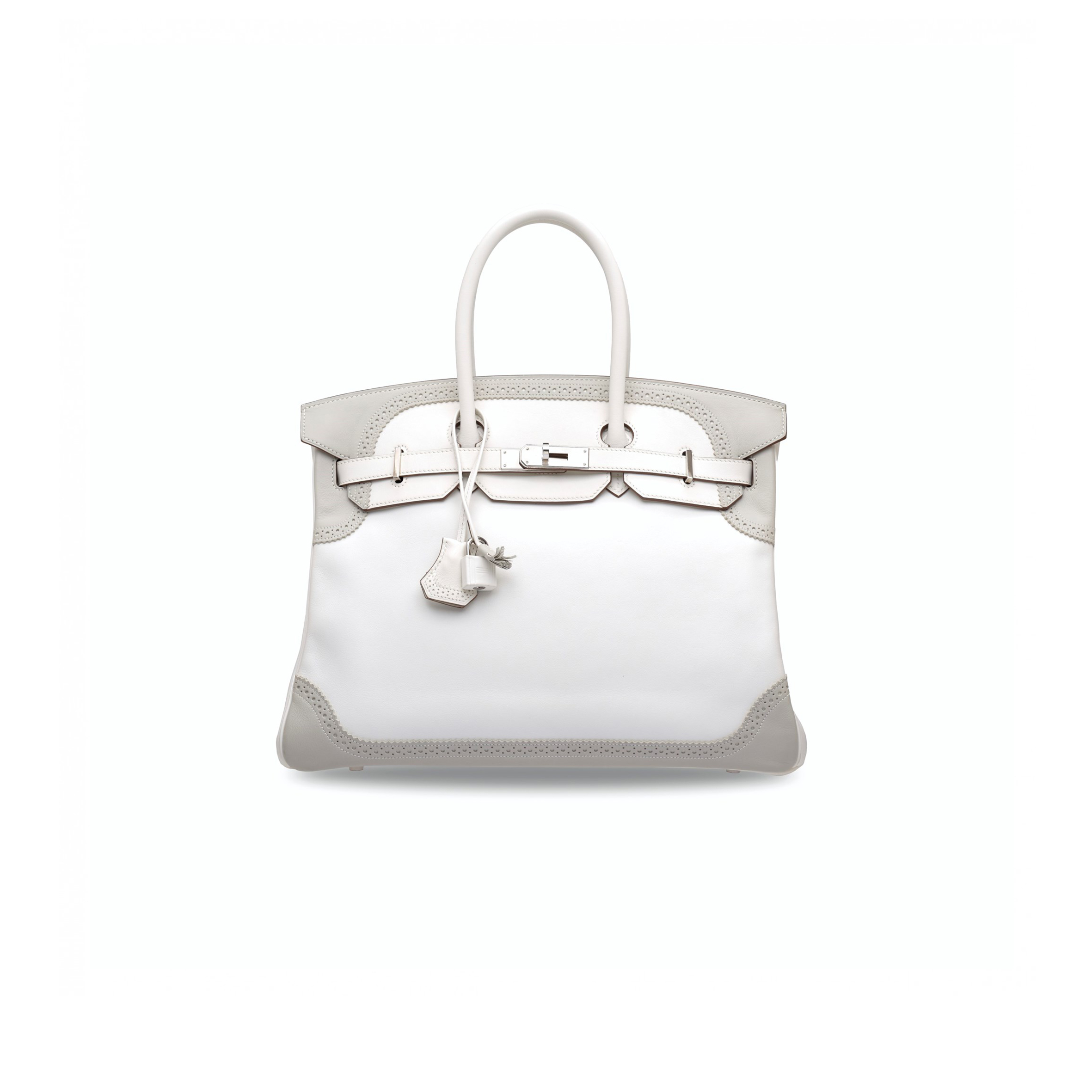 H**mes birkin 30 swift white and grey with silver buckle 321877 (30*22*15cm)